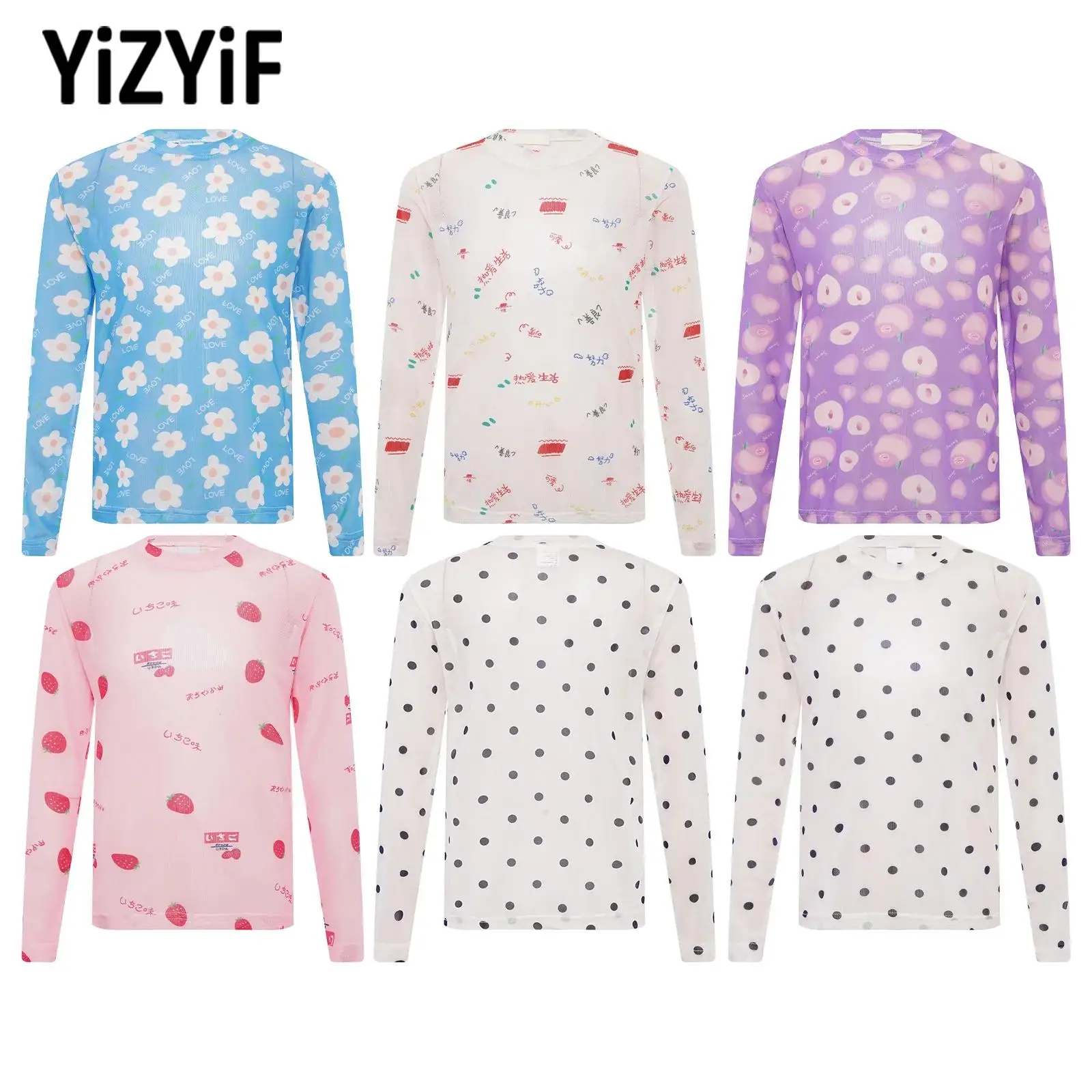 Girls See-Through Mesh T-shirt Long Sleeve Cute Printed Sheer Tops Casual Vacation Beach Picnic Weekend Fashion Costume Clothing
Girls See-Through Mesh T-shirt Long Sleeve Cute Printed Sheer Tops Casual Vacation Beach Picnic Weekend Fashion Costume Clothing