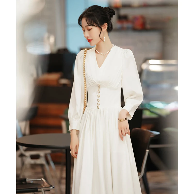 Ele White Long Sve Evening Gown Women's Engagement Dr High End Par Wedding Dr A-Line Skirt Daily Wear
Ele White Long Sve Evening Gown Women's Engagement Dr High End Par Wedding Dr A-Line Skirt Daily Wear