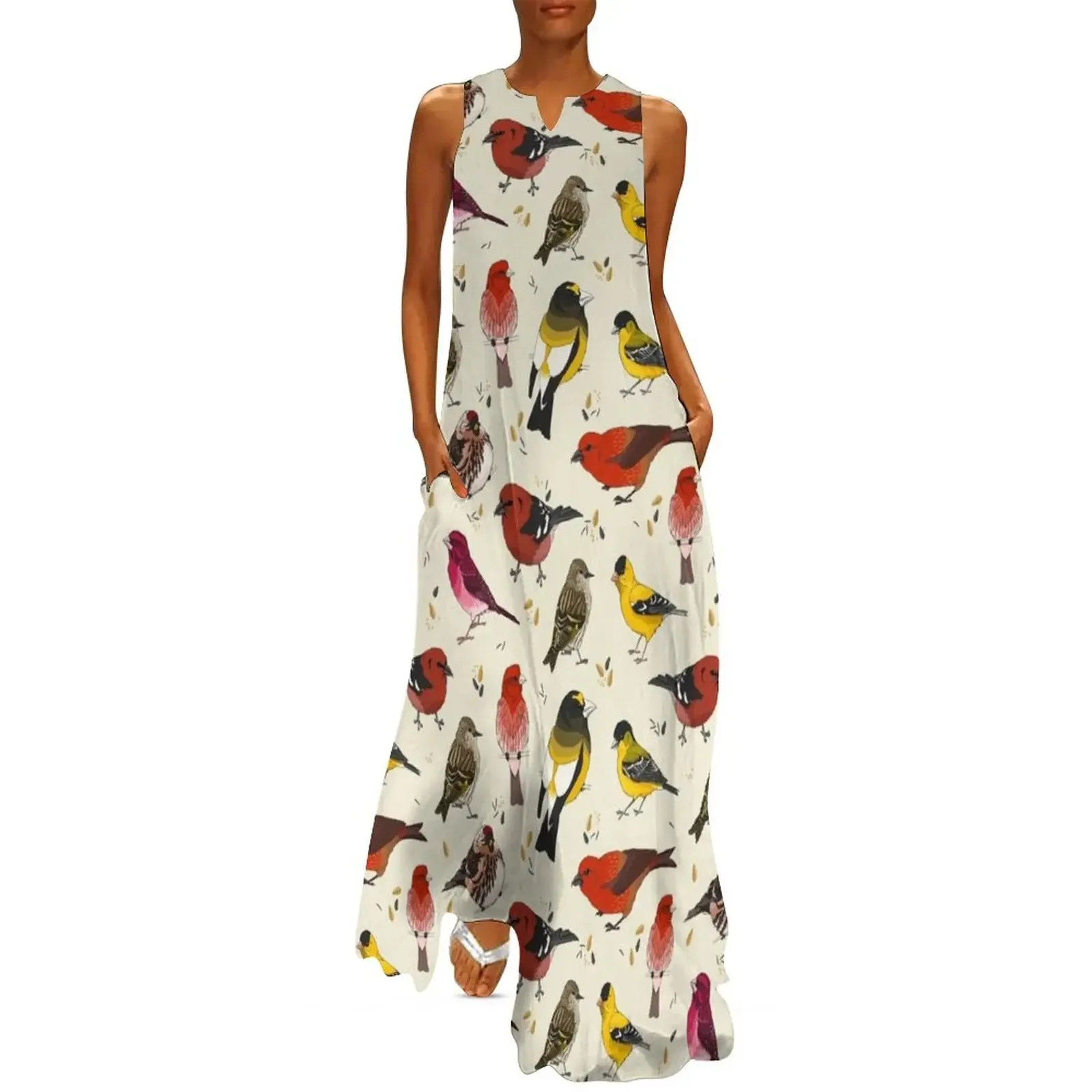 North American Finches Long Dress women's dresses luxury summer dress korean women Dress
North American Finches Long Dress women's dresses luxury summer dress korean women Dress