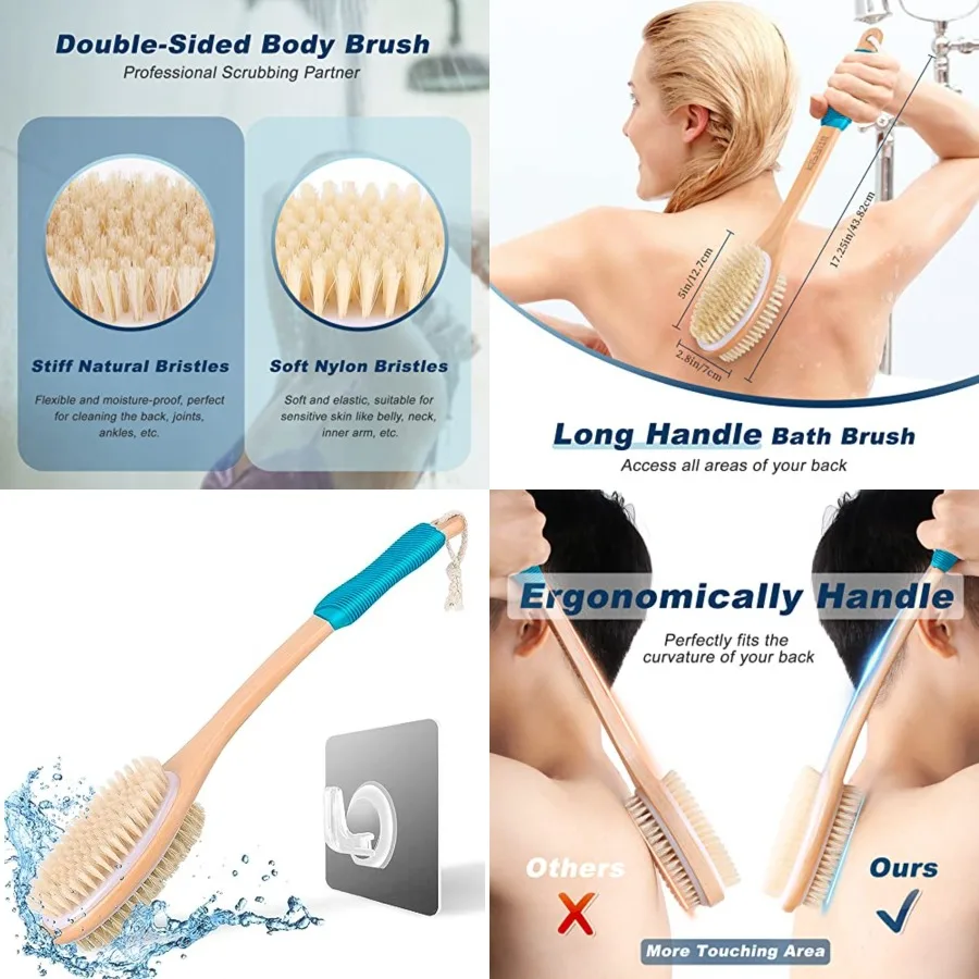 Ergonomically Back Scrubber for Shower - Double-Sided Back Brush Long Handle for Shower, Wet Dry Brush for Cellulite and Lympha
Ergonomically Back Scrubber for Shower - Double-Sided Back Brush Long Handle for Shower, Wet Dry Brush for Cellulite and Lympha