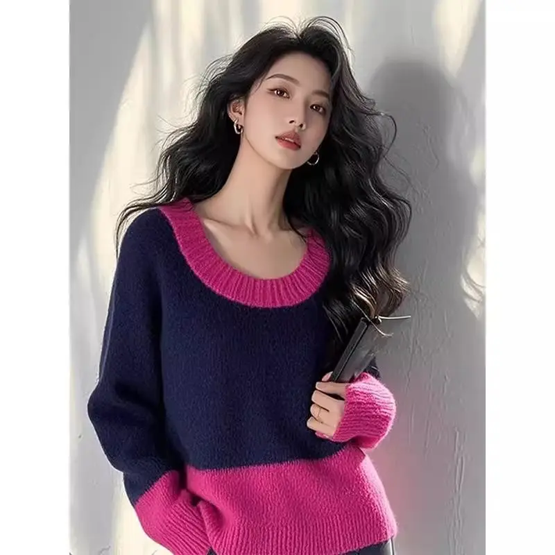 Girls Pullover Long-sleeved Contrast Sweater Knitted Casual Loose Fashion Top
Girls Pullover Long-sleeved Contrast Sweater Knitted Casual Loose Fashion Top