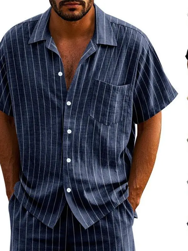 Men's Linen Shirt Vertical Stripes Lapel Buckle Summer Casual Comfortable Breathable Short Sleeve Printed American Style
Men's Linen Shirt Vertical Stripes Lapel Buckle Summer Casual Comfortable Breathable Short Sleeve Printed American Style