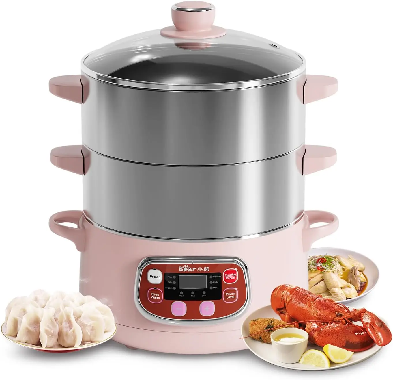Electric Digital Food Steamer, 2-Tier Stainless Steel, 1200W, 8.5Qt, Timer & Auto Shut-off, Stackable Vegetable Steamer
Electric Digital Food Steamer, 2-Tier Stainless Steel, 1200W, 8.5Qt, Timer & Auto Shut-off, Stackable Vegetable Steamer