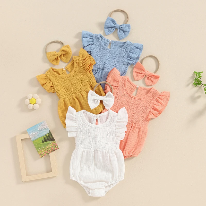 Princess Baby Girl Summer Jumpsuits Solid Color Elastic Rompers Bow Headband Set Cute Fashion Clothes Outfits
Princess Baby Girl Summer Jumpsuits Solid Color Elastic Rompers Bow Headband Set Cute Fashion Clothes Outfits