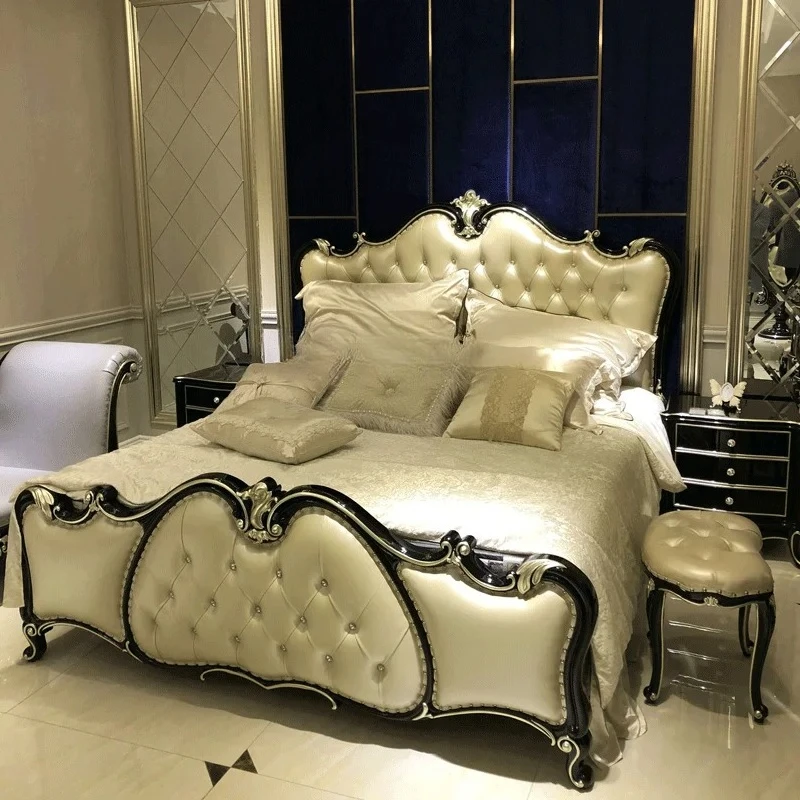 European-Style Solid Wood First-Layer Cowhide Master Bedroom Luxury Leather Double 1.8 M Princess Bed Marriage Bed
European-Style Solid Wood First-Layer Cowhide Master Bedroom Luxury Leather Double 1.8 M Princess Bed Marriage Bed