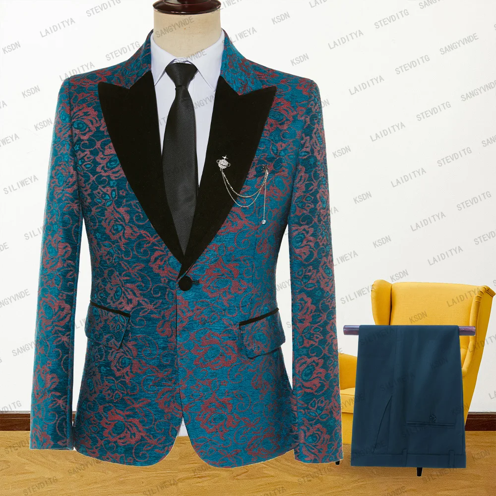 2023 Fashion Boutique Formal Business Mens Suit Blue Red Jacquard Black Velvet Lapel 2 Pcs Set Groom Wedding Dress(Jacket+Pants)
2023 Fashion Boutique Formal Business Mens Suit Blue Red Jacquard Black Velvet Lapel 2 Pcs Set Groom Wedding Dress(Jacket+Pants)