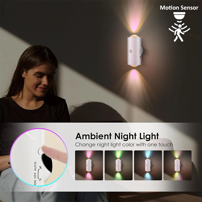 Светодиодный ночник с датчиком движения, настенный светильник с градиентом RGB, перезаряжаемый через USB, с регулируемой яркостью, окружающее освещение, магнитное внутреннее освещение крыльца
Светодиодный ночник с датчиком движения, настенный светильник с градиентом RGB, перезаряжаемый через USB, с регулируемой яркостью, окружающее освещение, магнитное внутреннее освещение крыльца