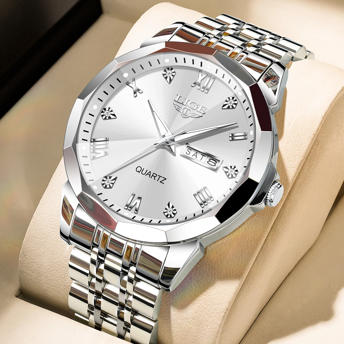 LIGE Fashion Luxury Quartz Man Watch Stainless Steel Business Diamond Waterproof Luminous Week Auto Date Clocks Watches for Men
LIGE Fashion Luxury Quartz Man Watch Stainless Steel Business Diamond Waterproof Luminous Week Auto Date Clocks Watches for Men