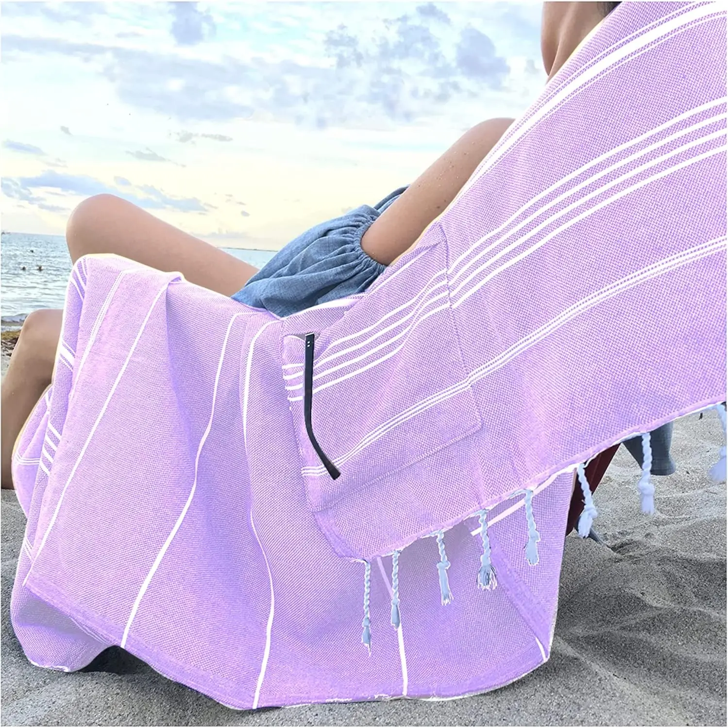 -Sandproof Turkish Cotton Beach Towel Oversized W/Hidden-Pocket 75"" Sand Free Blanket Extra Large Packable Travel Bath Towel
-Sandproof Turkish Cotton Beach Towel Oversized W/Hidden-Pocket 75"" Sand Free Blanket Extra Large Packable Travel Bath Towel