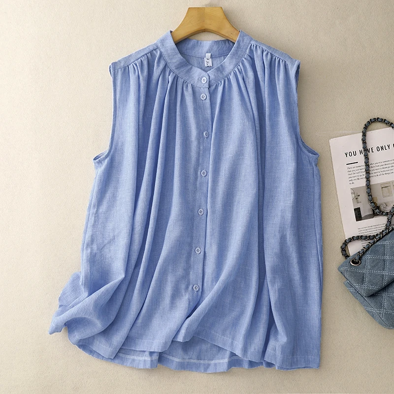 Summer New Style Casual Loose Slimming Large Size Shirt Artistic Pleated Sleeveless Top Versatile plus Size Women's Clothing
Summer New Style Casual Loose Slimming Large Size Shirt Artistic Pleated Sleeveless Top Versatile plus Size Women's Clothing