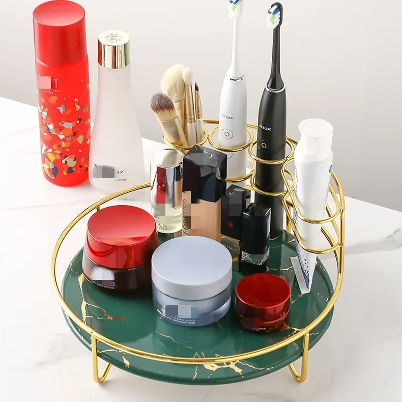 Bathroom Accessories Finishing Rack Bathroom Shelf Dressing Table Cosmetic Round Storage Rack Metal Marbling Storage Tray
Bathroom Accessories Finishing Rack Bathroom Shelf Dressing Table Cosmetic Round Storage Rack Metal Marbling Storage Tray