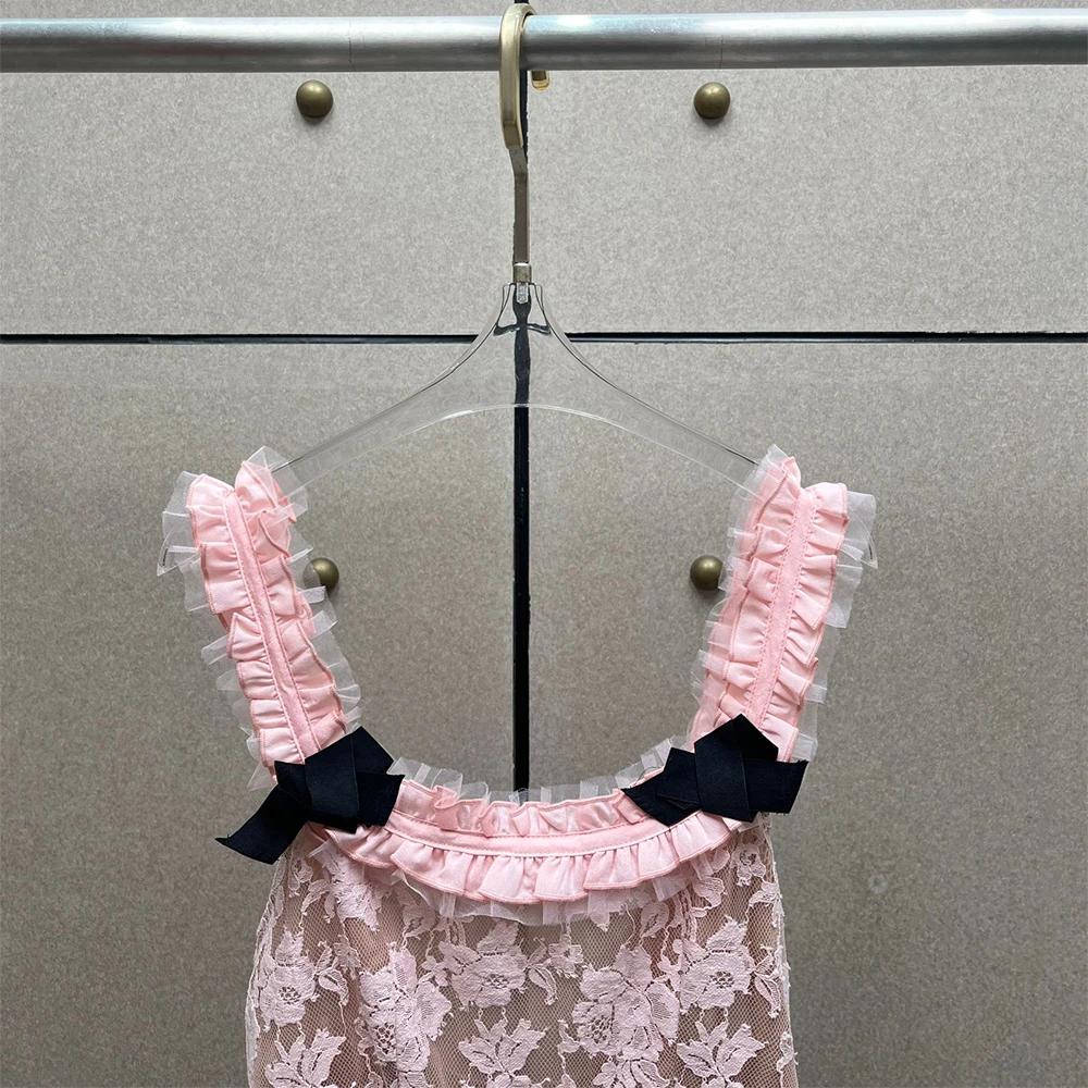 Vintage Pink Lace Maxi Dress Women Ruffle Strap Bow Detail Floral Lace Bodycon Party Evening Gown New Summer 2026 Y2K Collection
Vintage Pink Lace Maxi Dress Women Ruffle Strap Bow Detail Floral Lace Bodycon Party Evening Gown New Summer 2026 Y2K Collection