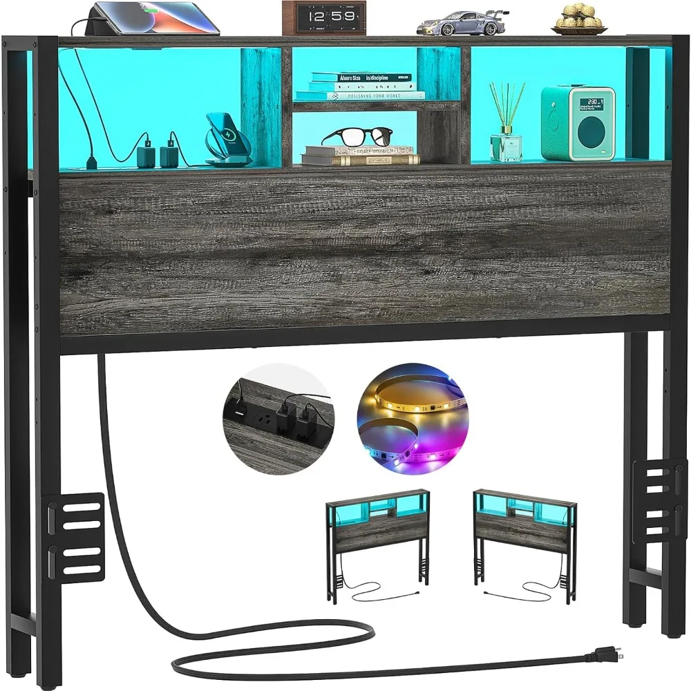 Headboard for Twin Size Bed with Storage, Headboards with Outlets, USB Ports and LED Light, Twin Size Head Board Only,
Headboard for Twin Size Bed with Storage, Headboards with Outlets, USB Ports and LED Light, Twin Size Head Board Only,