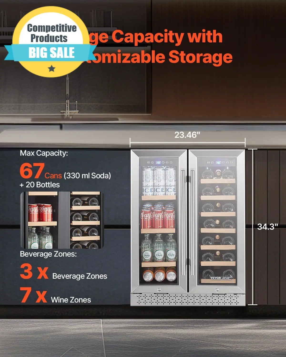 Substantial Wine And Beverage Refrigerator 24 In Dual Zone Wine Cooler Built In Freestanding Fridge With Glass Doors Adjustable
Substantial Wine And Beverage Refrigerator 24 In Dual Zone Wine Cooler Built In Freestanding Fridge With Glass Doors Adjustable
