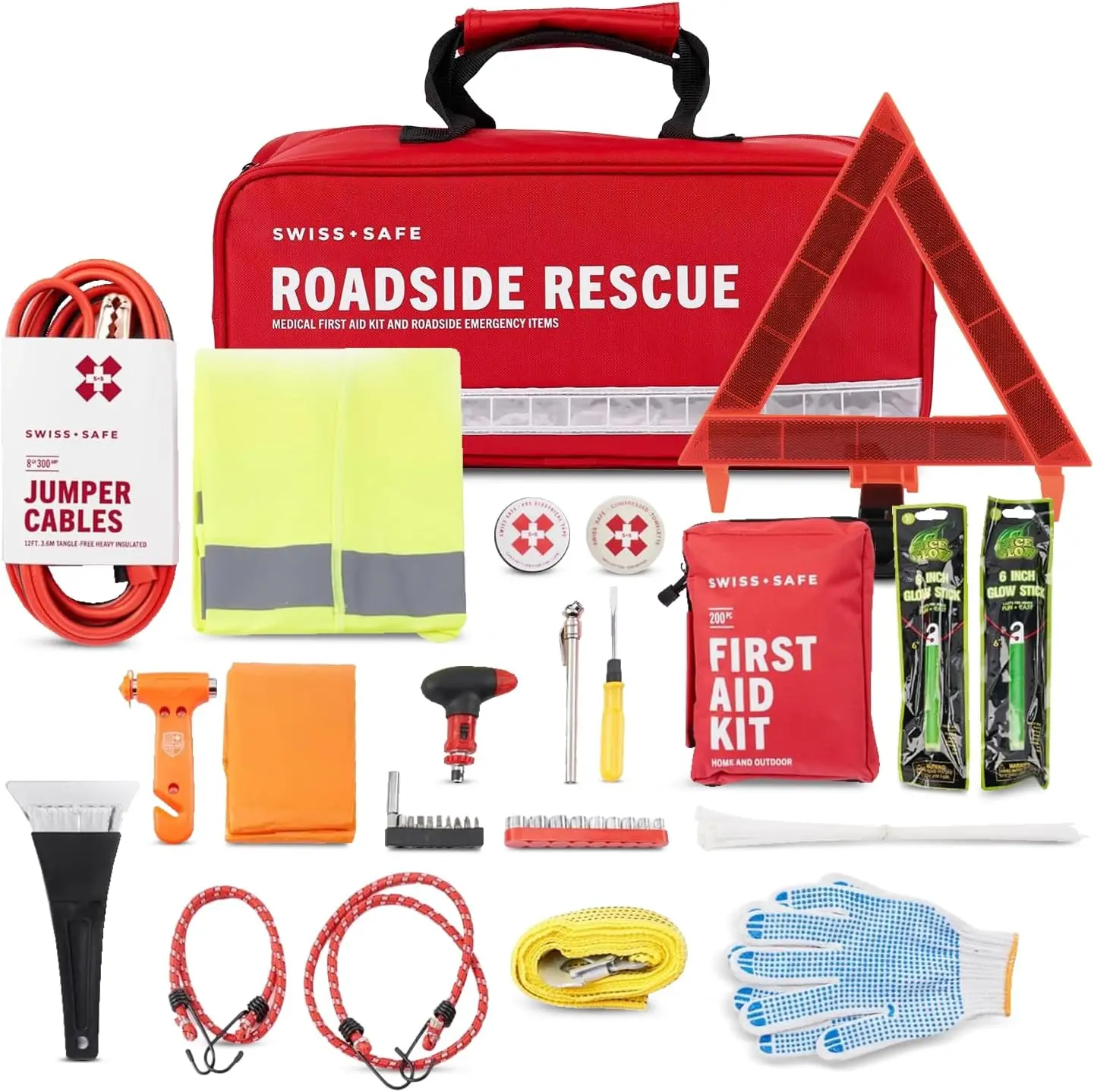 233-Piece 2-in-1 Emergency First Aid Kit for Car, Travel & Home with Jumper Cables and Tools
233-Piece 2-in-1 Emergency First Aid Kit for Car, Travel & Home with Jumper Cables and Tools