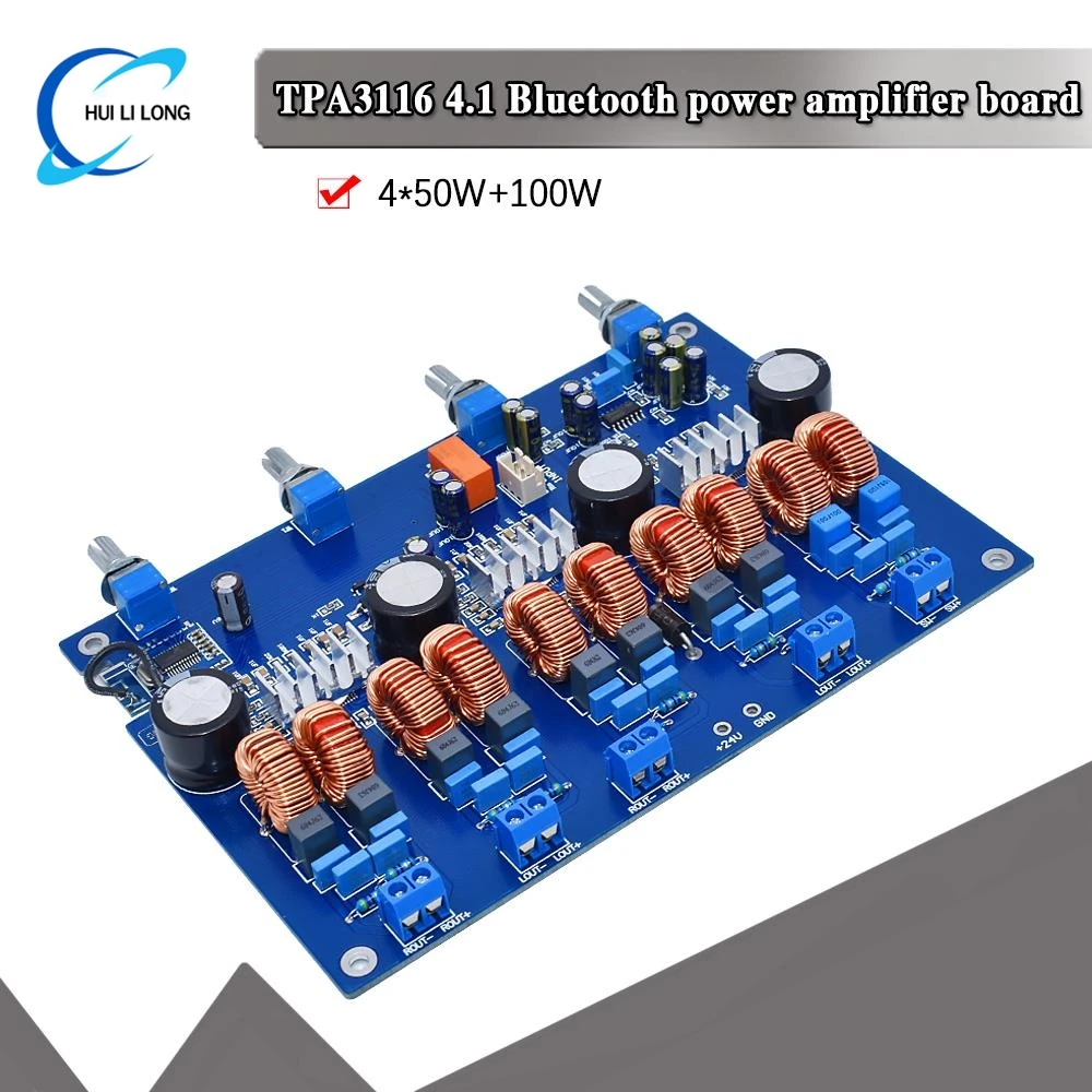 Bluetooth high power Class D amplifier board TPA3116 Bluetooth amplifier board 50W* 4+100W TPA3116D2
Bluetooth high power Class D amplifier board TPA3116 Bluetooth amplifier board 50W* 4+100W TPA3116D2