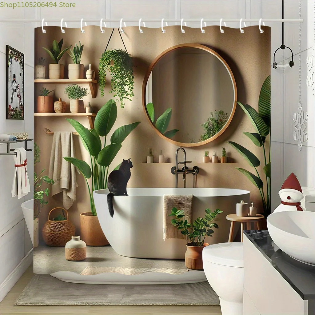 1pc, Bathroom Plants with Black Cat Printed Shower Curtain Includes Hooks, Easy to Clean, for Room, Home multiple sizes
1pc, Bathroom Plants with Black Cat Printed Shower Curtain Includes Hooks, Easy to Clean, for Room, Home multiple sizes