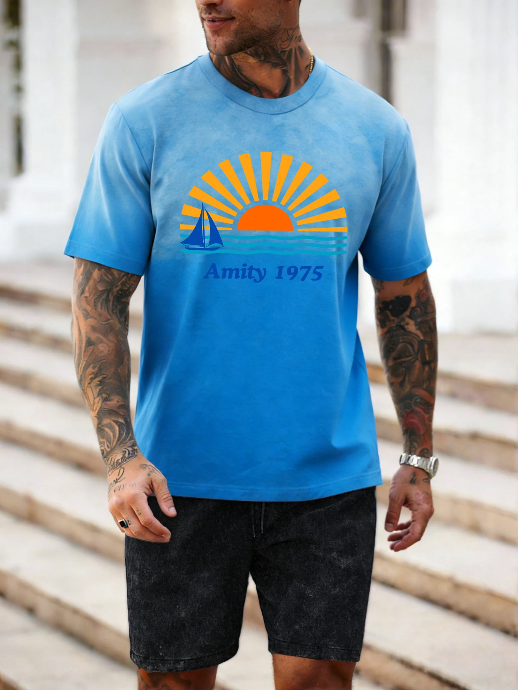 Мужской летний комплект Amity 1975: дышащая футболка с принтом тай-дай и свободные шорты из хлопка – удобная спортивная модная одежда для любого случая
Мужской летний комплект Amity 1975: дышащая футболка с принтом тай-дай и свободные шорты из хлопка – удобная спортивная модная одежда для любого случая