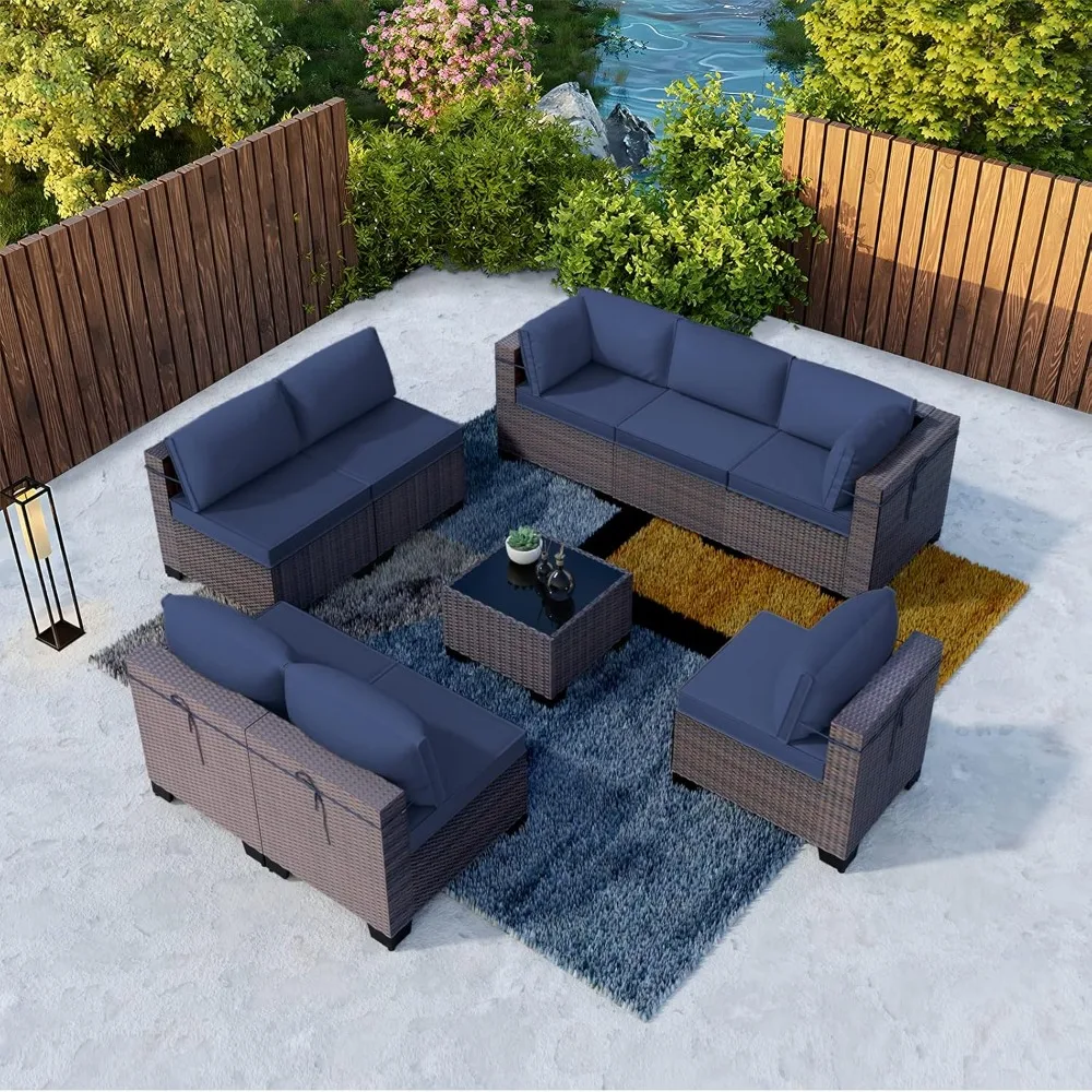 9 Pieces Outdoor Patio Furniture Set Outdoor Sectional Rattan Sofa Set Brown Manual Wicker Patio Conversation Set with
9 Pieces Outdoor Patio Furniture Set Outdoor Sectional Rattan Sofa Set Brown Manual Wicker Patio Conversation Set with