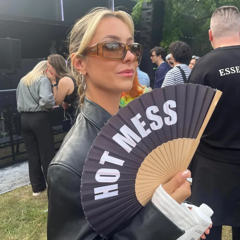 HOT MESS Print Black Folding Wood Fabric Hand Fan Festival Fashionable Accessories for Women Holiday Party Decoration Supplies
HOT MESS Print Black Folding Wood Fabric Hand Fan Festival Fashionable Accessories for Women Holiday Party Decoration Supplies