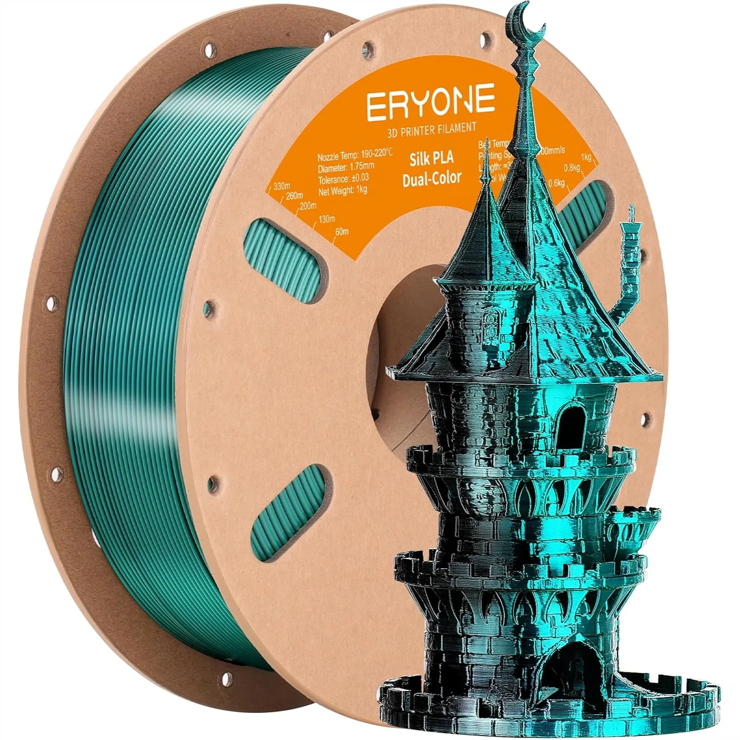 Silk Dual Color PLA Filament 1.75mm +/- 0.03mm, Bicolor Two Tone 3D Printer Filament 1KG Cardboard Spool, Black Green
Silk Dual Color PLA Filament 1.75mm +/- 0.03mm, Bicolor Two Tone 3D Printer Filament 1KG Cardboard Spool, Black Green