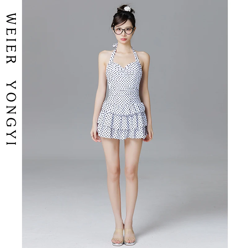 Женский слитный купальник в винтажном стиле с принтом в горошек, с завязками на шее, для термальных источников, сексуальный, с юбкой, повседневный, для плавания
Женский слитный купальник в винтажном стиле с принтом в горошек, с завязками на шее, для термальных источников, сексуальный, с юбкой, повседневный, для плавания