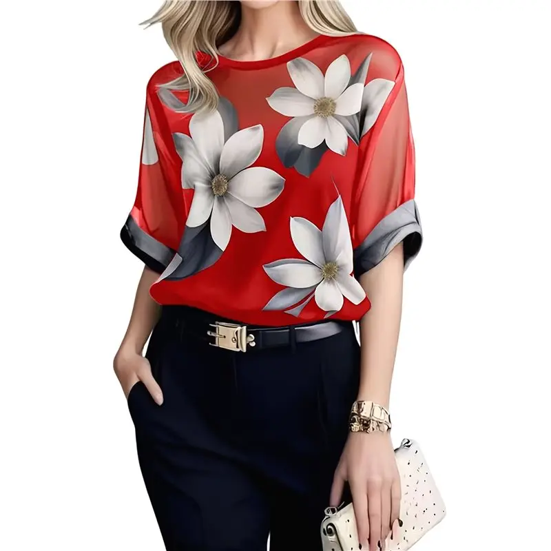 NEW-Women's Elegant Mesh Blouses Printed Sheer Shirt With Half Sleeves Dressy Casual Shirts
NEW-Women's Elegant Mesh Blouses Printed Sheer Shirt With Half Sleeves Dressy Casual Shirts