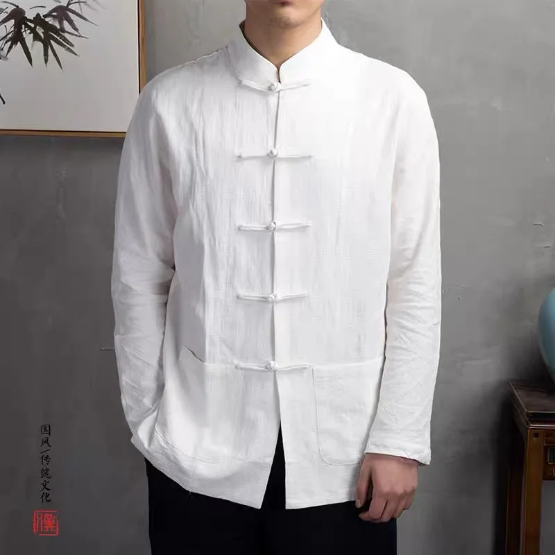 Loose Long Sleeve Linen Shirt Men's Vintage Style Chinese Collar Button up Breathable Comfortable Cotton Linen Blend Top
Loose Long Sleeve Linen Shirt Men's Vintage Style Chinese Collar Button up Breathable Comfortable Cotton Linen Blend Top