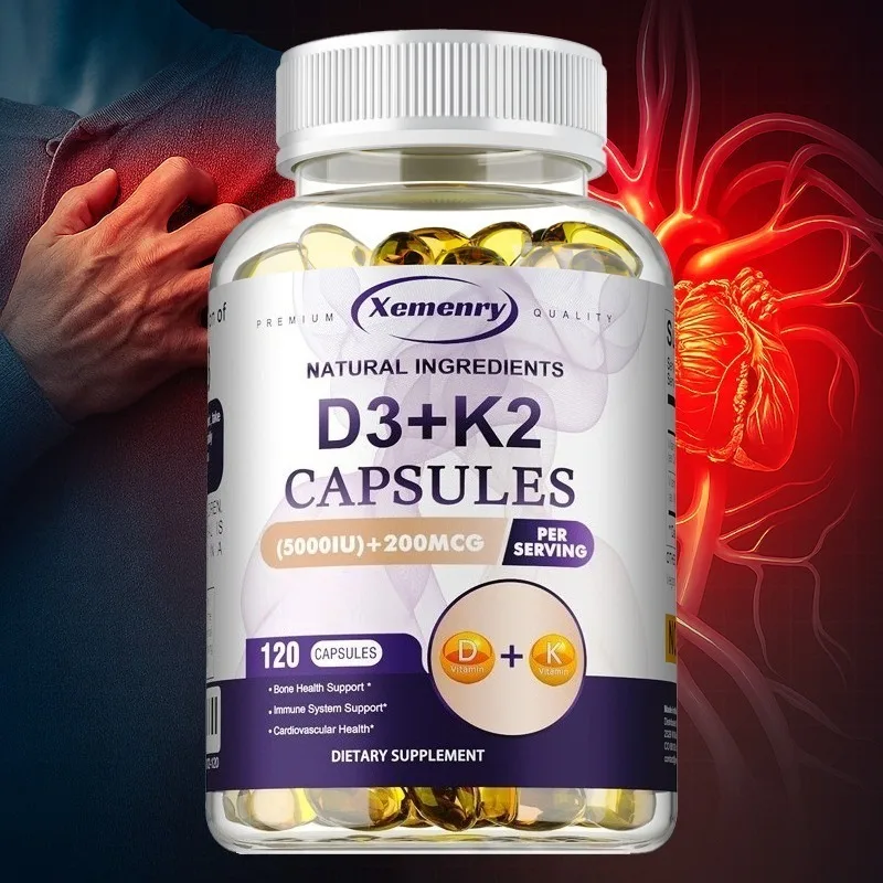 Vitamin D3+K2 Supplement Supports Healthy Bones Immunity Cardiovascular Health Non-GMO Gluten Free for Adults Dietary Supplement
Vitamin D3+K2 Supplement Supports Healthy Bones Immunity Cardiovascular Health Non-GMO Gluten Free for Adults Dietary Supplement