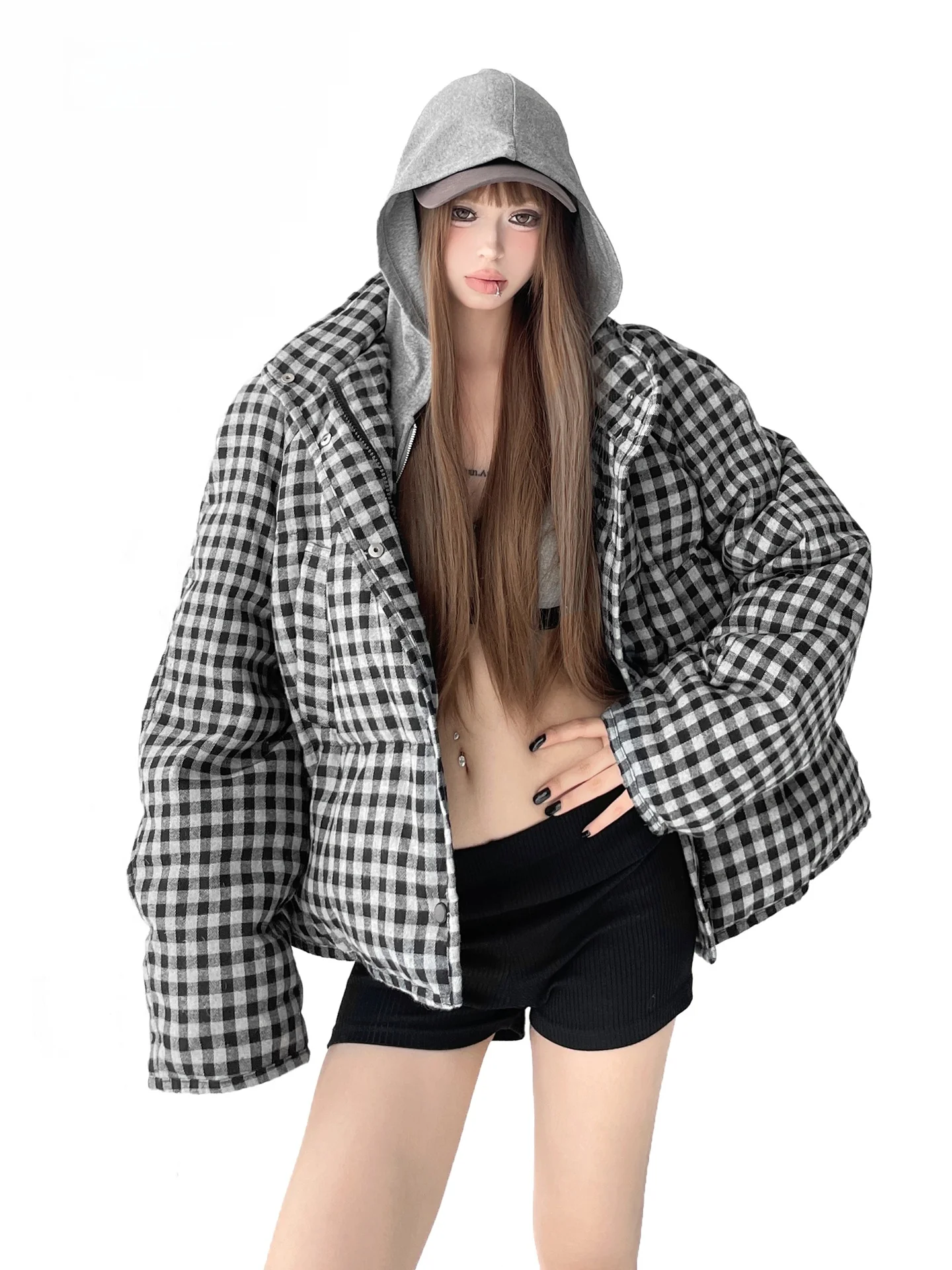 Retro Korean Plaid Texture Women's down Jacket Short Stand Collar Loose Warm White Duck Feather Outerwear Winter Coat
Retro Korean Plaid Texture Women's down Jacket Short Stand Collar Loose Warm White Duck Feather Outerwear Winter Coat