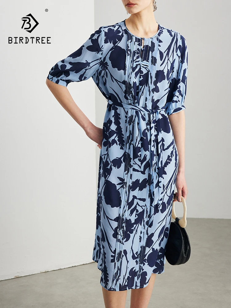 BirdTree-100%Real Silk Double Crepe Elegant Dress, O Neck Floral Print, Women French Retro Party Dresses, 2026 Summer D64695CC
BirdTree-100%Real Silk Double Crepe Elegant Dress, O Neck Floral Print, Women French Retro Party Dresses, 2026 Summer D64695CC