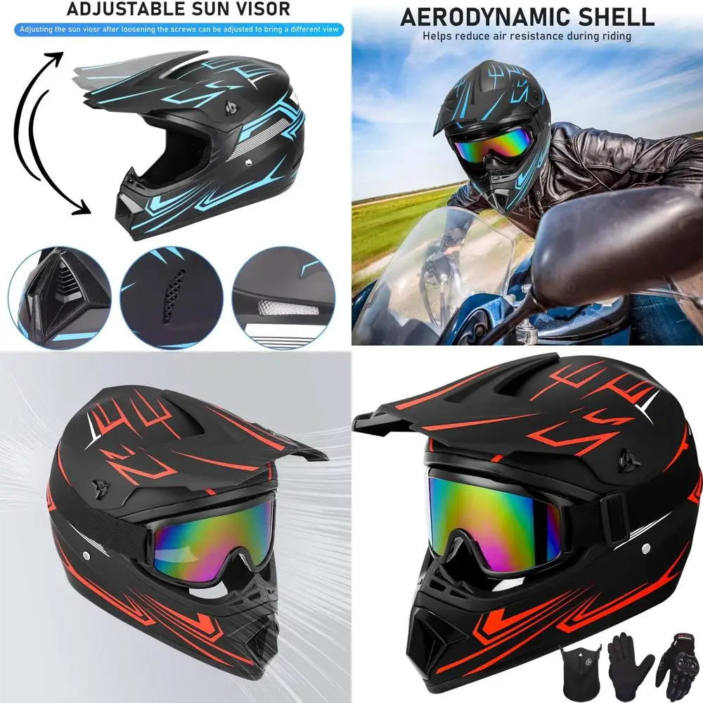 Комплект молодежного шлема для мотокросса с перчатками, очками и маской — сертифицированный DOT, красный, средний
Комплект молодежного шлема для мотокросса с перчатками, очками и маской — сертифицированный DOT, красный, средний