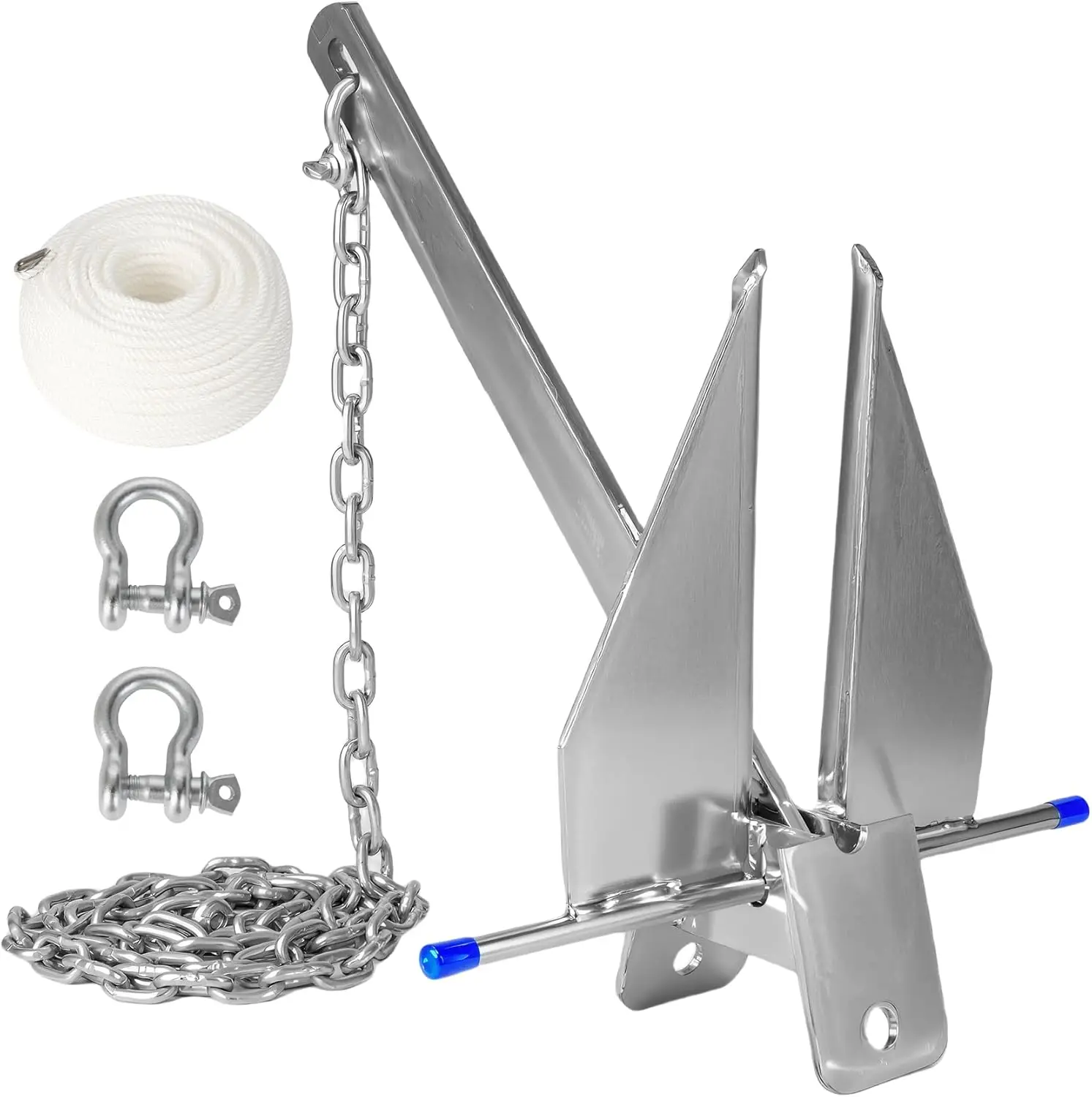 10 lb Galvanized Fluke Anchor Kit with Chain, Rope and Shackles for 16-26 ft Boats
10 lb Galvanized Fluke Anchor Kit with Chain, Rope and Shackles for 16-26 ft Boats
