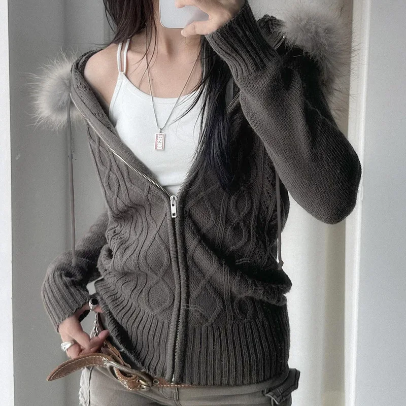 Autumn Winter Korean Fashion Furry Hooded Knitwear Hoodies Y2k Streetwear Full Sleeve Zip-up Women's Sweatshirts Jacket Coat
Autumn Winter Korean Fashion Furry Hooded Knitwear Hoodies Y2k Streetwear Full Sleeve Zip-up Women's Sweatshirts Jacket Coat