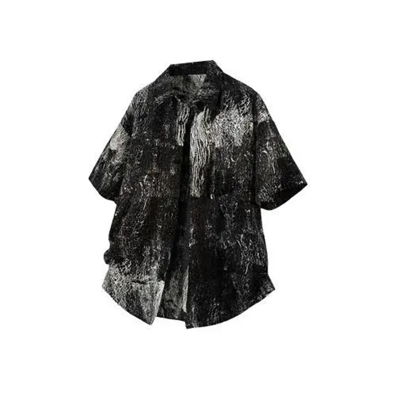 Loose Fit Tie Dye Short Sleeve Shirt Men's Fashionable Black Open Cardigan Style Breathable Polyester Casual Shirt
Loose Fit Tie Dye Short Sleeve Shirt Men's Fashionable Black Open Cardigan Style Breathable Polyester Casual Shirt