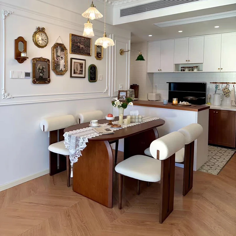 French medieval solid wood dining table and chair combination household living room oval small apartment ash wood
French medieval solid wood dining table and chair combination household living room oval small apartment ash wood