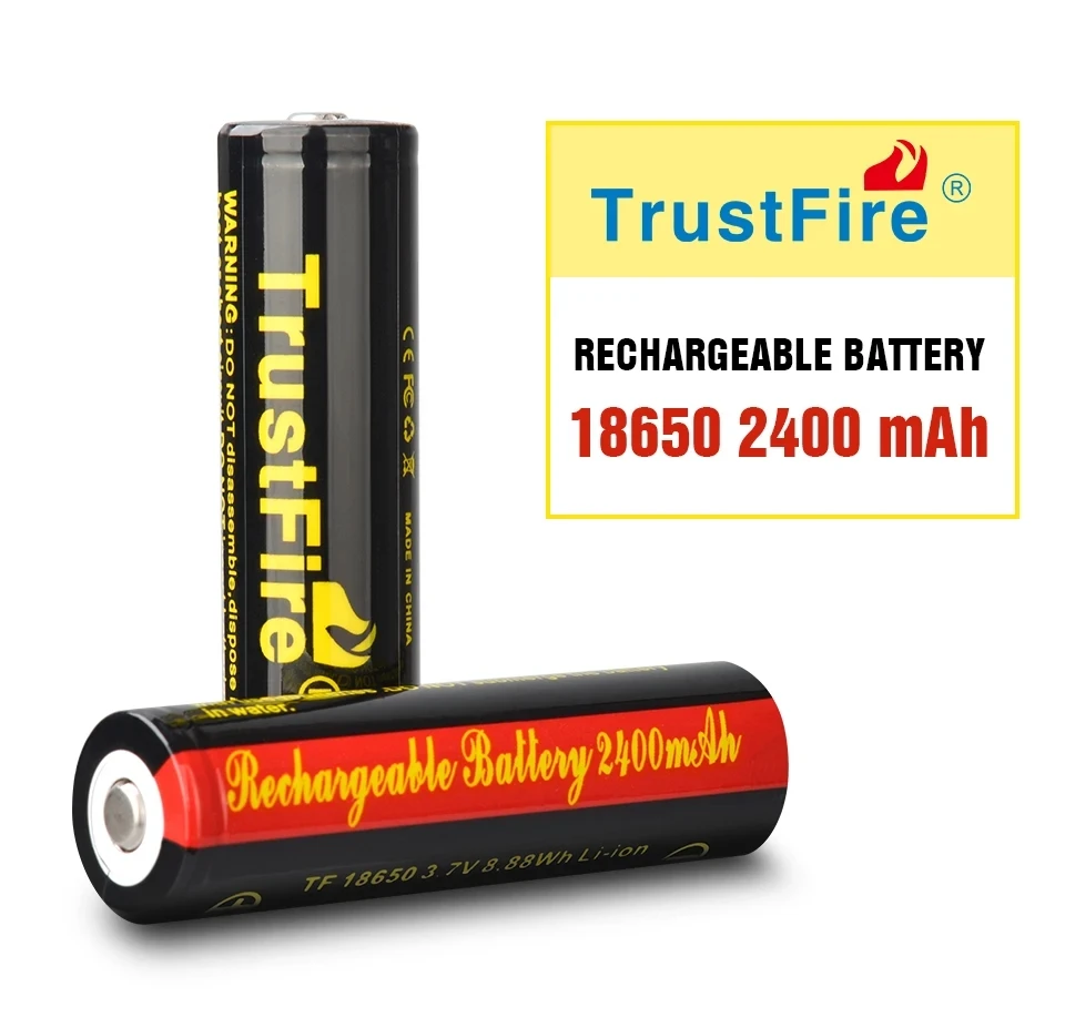 TrustFire 18650 Rechargeable Battery 2400mAh High Capacity 3.7V Li-ion Cells for Flashlight Outdoor Torch Headlamp
TrustFire 18650 Rechargeable Battery 2400mAh High Capacity 3.7V Li-ion Cells for Flashlight Outdoor Torch Headlamp
