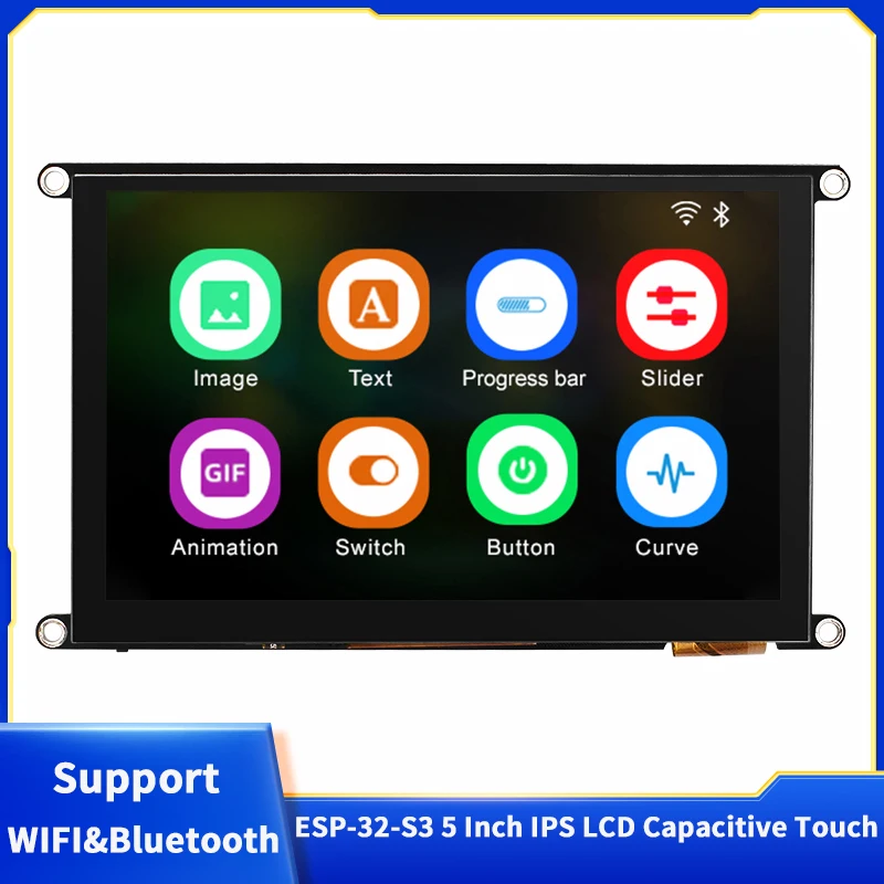 ESP-32-S3 5 Inch IPS LCD Capacitive Touch Development Board 16M FLASH 8M PSRAM High-definition Support WIFI&Bluetooth
ESP-32-S3 5 Inch IPS LCD Capacitive Touch Development Board 16M FLASH 8M PSRAM High-definition Support WIFI&Bluetooth