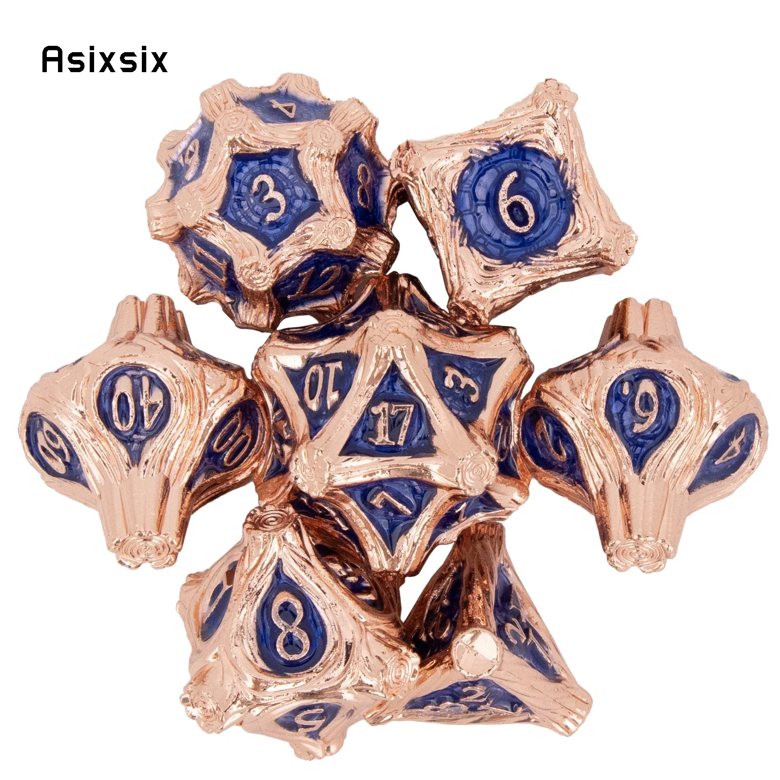 7 Pcs Copper Blue Tree Stump Root Metal Dice Solid Metal Dice Set Suitable for Role-Playing RPG Board Party Dice Prop Gift
7 Pcs Copper Blue Tree Stump Root Metal Dice Solid Metal Dice Set Suitable for Role-Playing RPG Board Party Dice Prop Gift