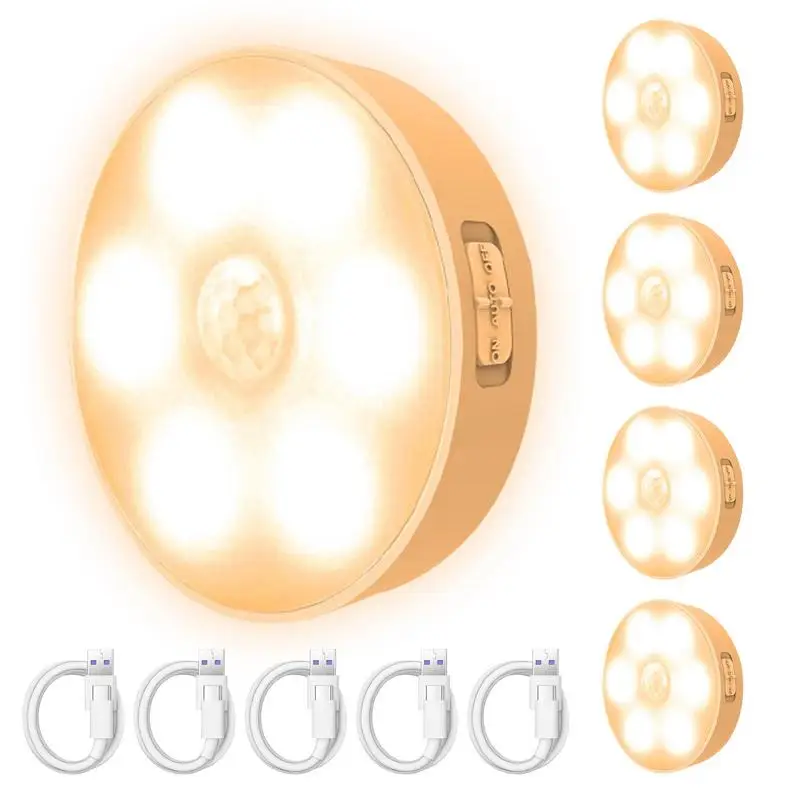 5 Pcs Rechargeable Wireless Round Motion Sensor LED Night Light Cabinet Night Lamp Bedside Lights For Bedroom Home Closet
5 Pcs Rechargeable Wireless Round Motion Sensor LED Night Light Cabinet Night Lamp Bedside Lights For Bedroom Home Closet