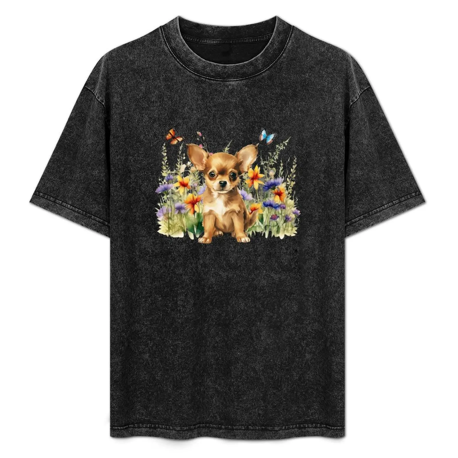 Chihuahua Puppy With Spring Flowers T-Shirt Large Size Casual Short Sleeve Top
Chihuahua Puppy With Spring Flowers T-Shirt Large Size Casual Short Sleeve Top