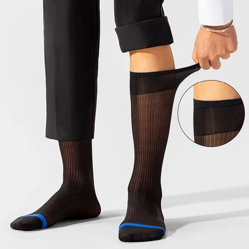 1/5 Pairs Men Business Silk Socks Thin Nylon Striped Breathable Soft Elastic Formal Wear Crew Socks Gentleman
1/5 Pairs Men Business Silk Socks Thin Nylon Striped Breathable Soft Elastic Formal Wear Crew Socks Gentleman