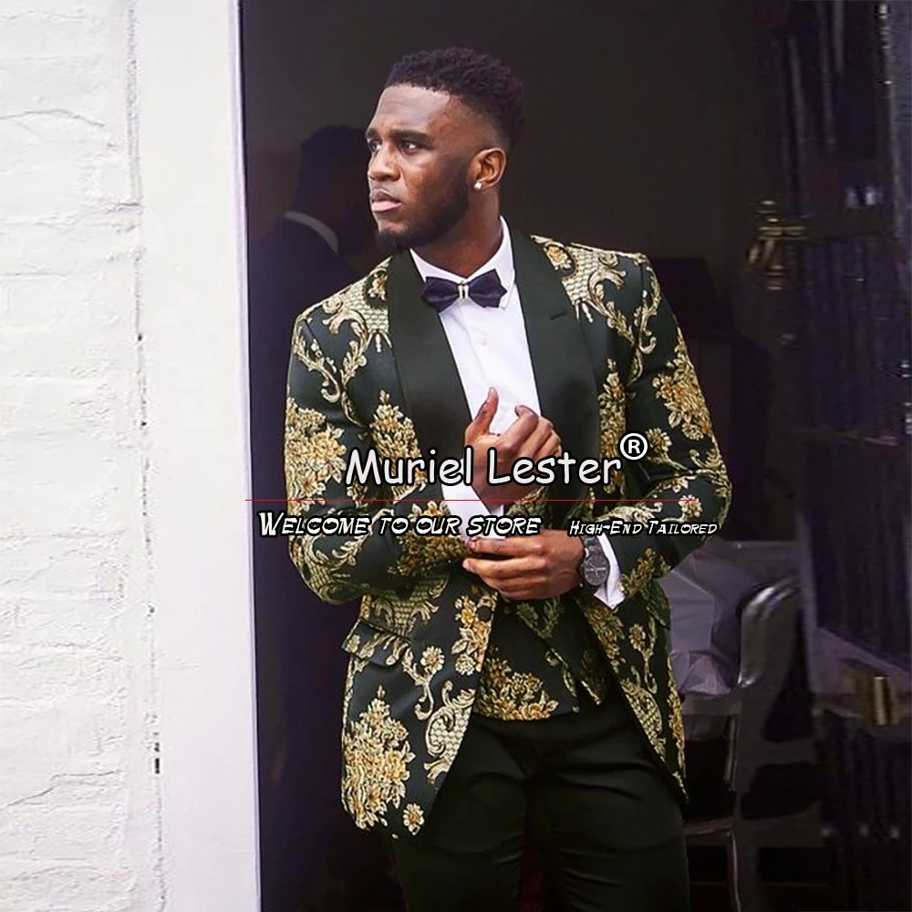 Groom Custom Tuxedos Formal Wedding Suits For Men Fit Slim Gold Flowers Jacquard Black Lapel Coat Pants 3 Piece Set Man Clothing
Groom Custom Tuxedos Formal Wedding Suits For Men Fit Slim Gold Flowers Jacquard Black Lapel Coat Pants 3 Piece Set Man Clothing