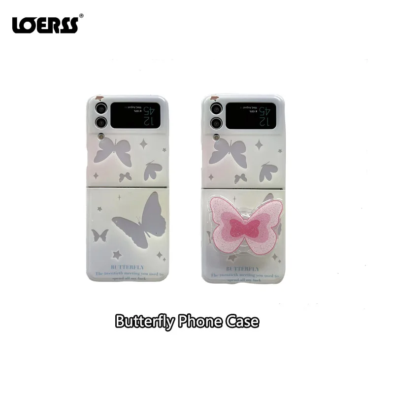 LOERSS Butterfly Phone Cases Non Slip Reflective Phone Covers Fold Protective Case With Bracket for Samsung Galaxy Flip 3 4
LOERSS Butterfly Phone Cases Non Slip Reflective Phone Covers Fold Protective Case With Bracket for Samsung Galaxy Flip 3 4