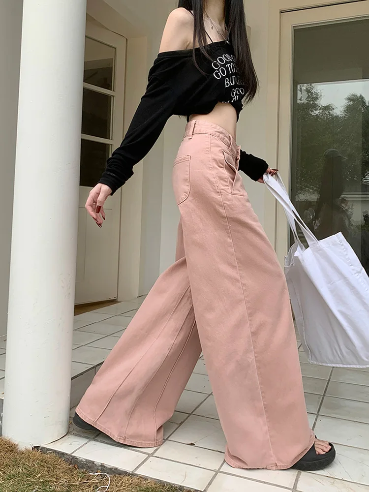 Benuynffy Women's Pink Wide Leg Jeans American Fashion Vintage High-waisted Loose Straight-leg Trousers Streetwear Y2k clothes
Benuynffy Women's Pink Wide Leg Jeans American Fashion Vintage High-waisted Loose Straight-leg Trousers Streetwear Y2k clothes
