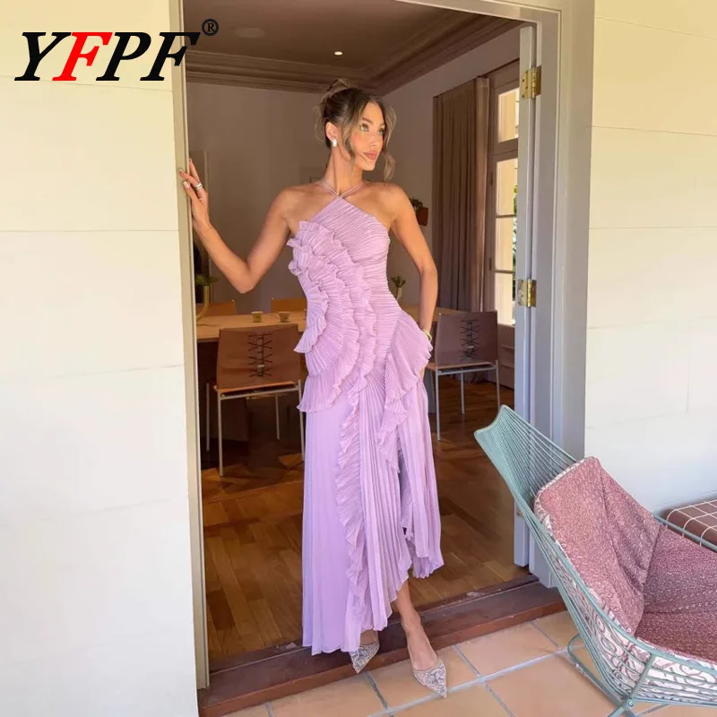 YFPF Elegant Chiffon Miyake Pleated Dress Women Summer Sleeveless Ruffles Irregular Design Long Dresses 2025 New Clothing 3A424
YFPF Elegant Chiffon Miyake Pleated Dress Women Summer Sleeveless Ruffles Irregular Design Long Dresses 2025 New Clothing 3A424