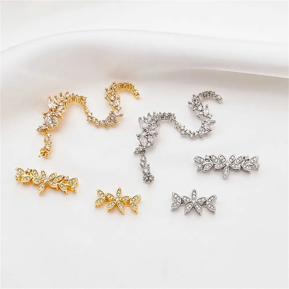 14K Gold and Zirconium Rectangular Flower-patterned Beaded Bow Hollow Dragon Shaped DIY Bracelet Jewelry Accessory
14K Gold and Zirconium Rectangular Flower-patterned Beaded Bow Hollow Dragon Shaped DIY Bracelet Jewelry Accessory