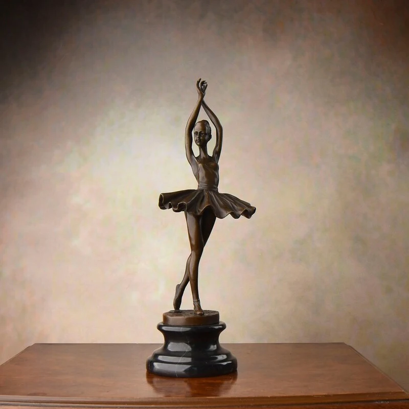 Bronze Ballerina Statue Figurine Dancing Girl Ballet Modern Sculpture Marble Base for Living Room Decoration Gifts 32cm
Bronze Ballerina Statue Figurine Dancing Girl Ballet Modern Sculpture Marble Base for Living Room Decoration Gifts 32cm