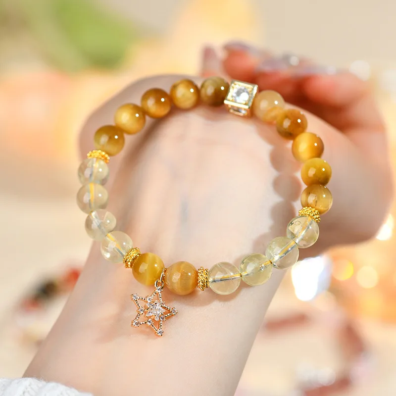 Natural Gold Tiger Eye Yellow Bracelet With Pendant Hand String Scenic Areas And Temples
Natural Gold Tiger Eye Yellow Bracelet With Pendant Hand String Scenic Areas And Temples