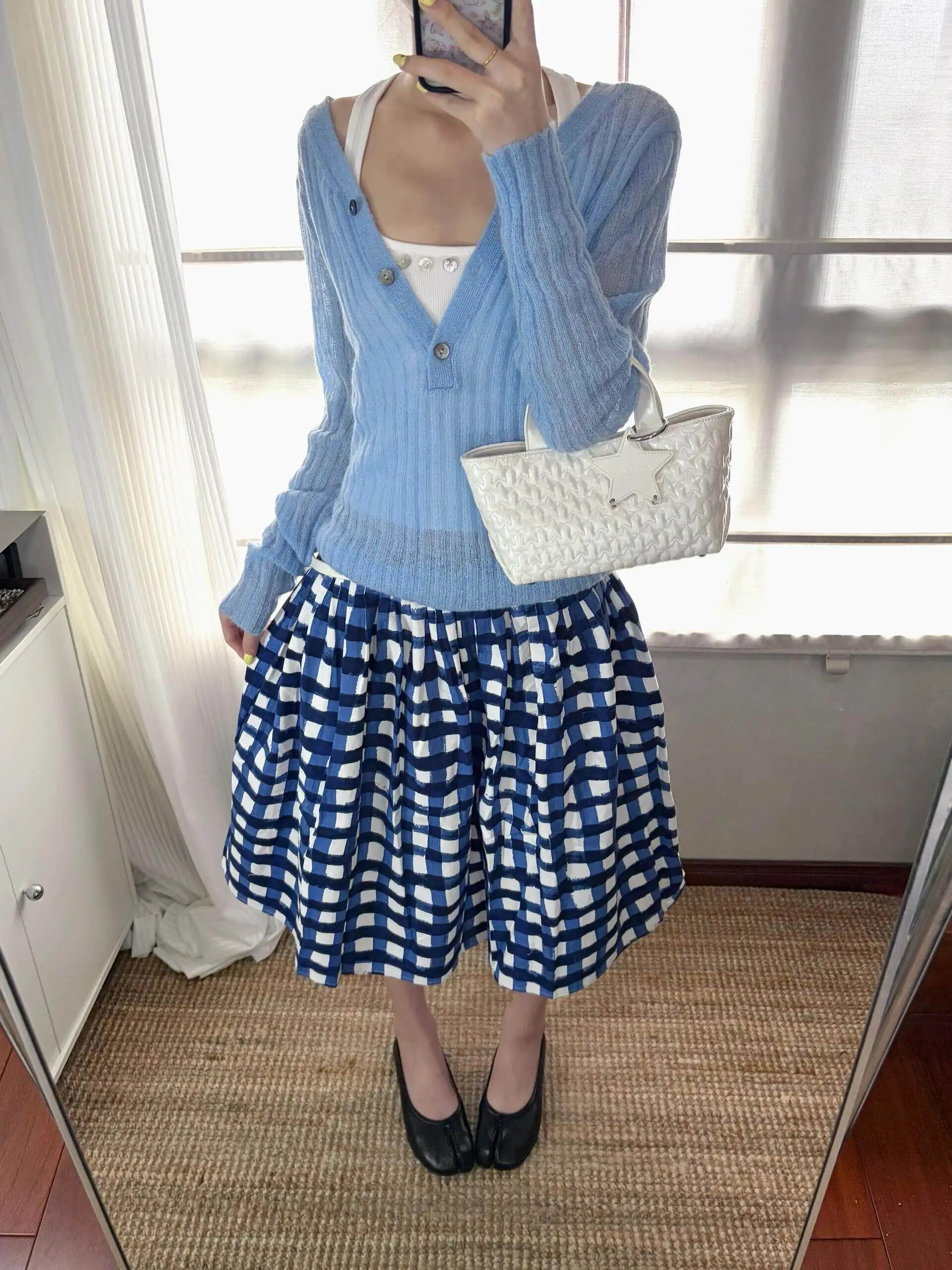 American Retro Vacation Style Low Waist Waterprint Plaid Umbrella Skirt Midi Skirt Women Spring Summer New a Line Half Skirt
American Retro Vacation Style Low Waist Waterprint Plaid Umbrella Skirt Midi Skirt Women Spring Summer New a Line Half Skirt